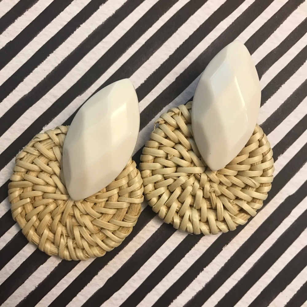 NWOT Boho Rattan Wicker Post Earrings